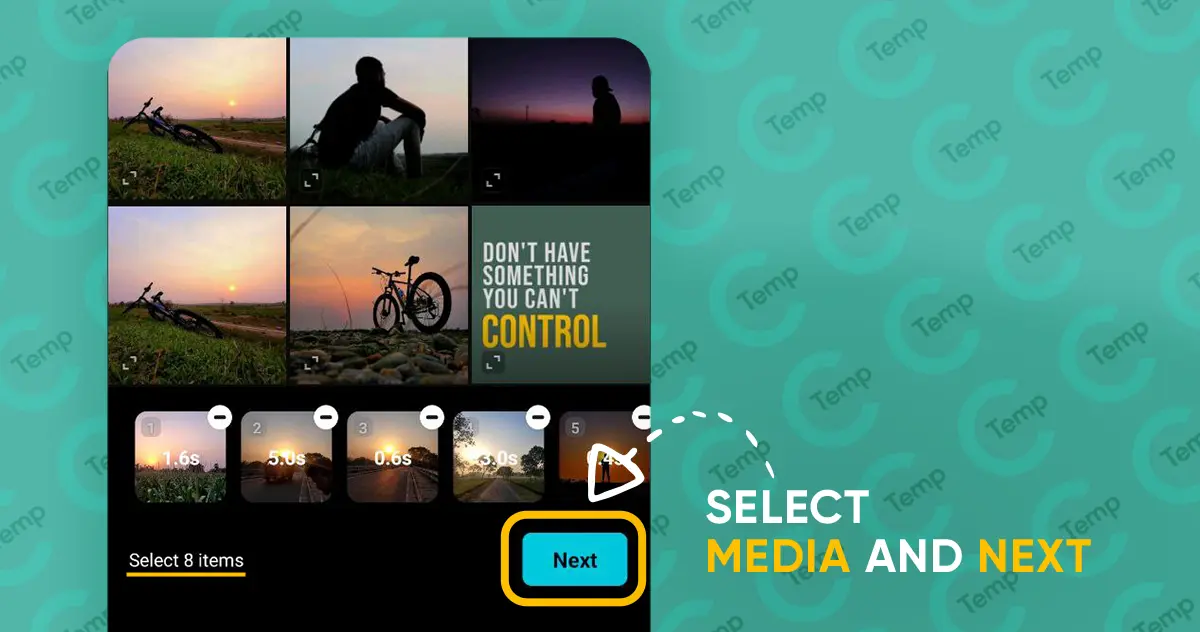 Selecting and adding required number of photos and videos to the capcut template